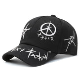 Gorra de béisbol estilo coreano con letras y símbolos, de poliéster transpirable, ajustable con broche, sombrero urbano para todas las temporadas