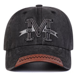 Gorra de béisbol ajustable para hombre con 3D bordada M - Diseño de dos tonos negro y marrón, tejido textil transpirable para viajes al aire libre, fiestas en la playa, ropa casual primavera/otoño, accesorios de playa, accesorios de cabeza elegantes, ropa