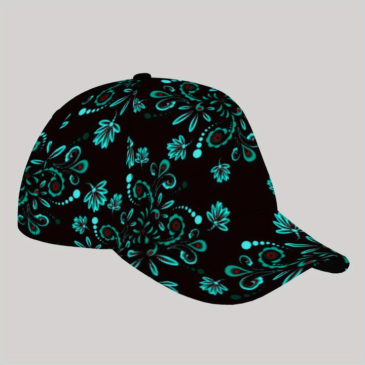 Gorra de Béisbol Estilo Callejero Unisex con Estampado Floral y Flores Azul Verdoso sobre , Gorra Deportiva Transpirable para Hombres y Mujeres, Uso Diario Casual