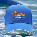 1 pieza de sombrero ajustable Clay Smith Cams Mr. Horsepower - Ligero, cómodo, elegante sombrero de béisbol negro con impresión de amarillo y naranja vibrante para hombres y mujeres, sombrero de exterior | Sombrero de béisbol de moda | Tela texturizada