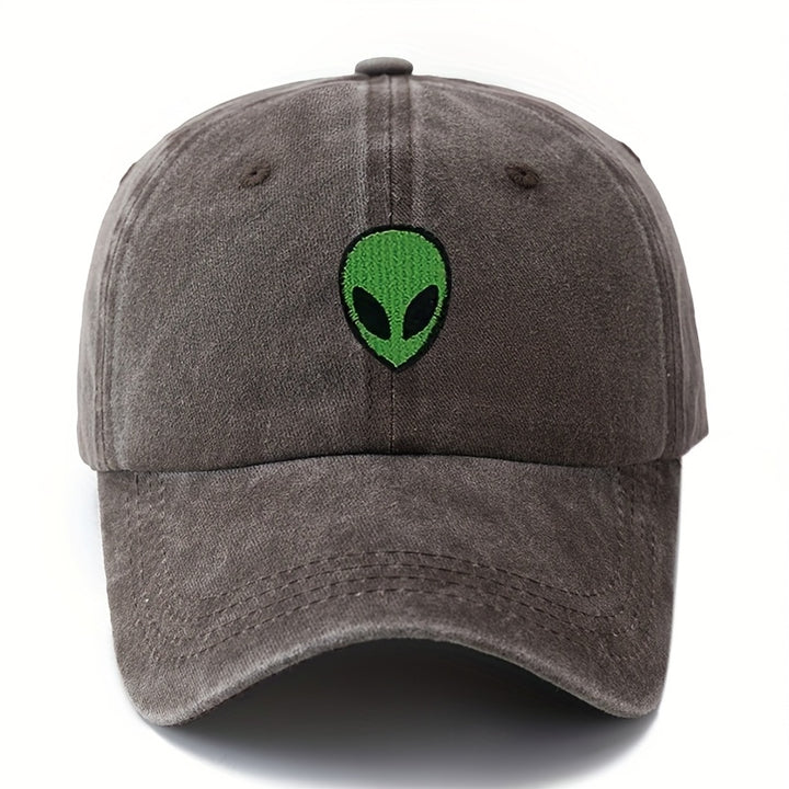 Gorra de béisbol unisex MAKEFGE con bordado de alienígena verde - Tejido ligero, protección solar, ajuste Snapback, diseño transpirable de 6 paneles para camping, viajes, uso casual (/Gris oscuro/Rosa/Azul marino), accesorio de cabeza para exteriores, ala