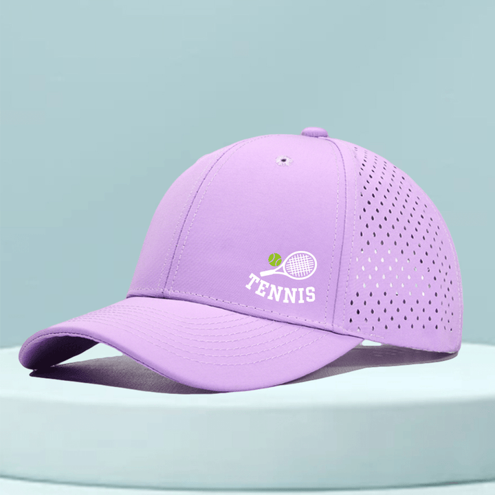1 Gorra de Tenis de Secado Rápido para Hombre con Raqueta de Tenis y Estampado de Tenis - Parte Trasera de Malla Transpirable, Ajuste Estructurado para Tenis, Golf, Running, Deportes al Aire Libre - Sombrero Casual Ligero para Hombre, Diseño Deportivo, Co