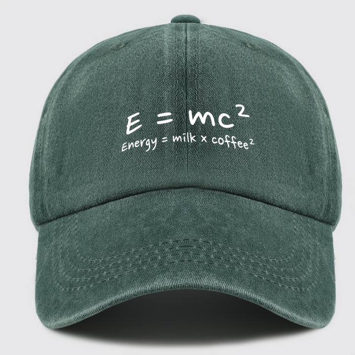 Gorra de Béisbol E=mc² Energía=Leche x Café² para Hombres y Mujeres - Gorra Trucker Ajustable Snapback, Tejido Ligero Transpirable, Sombrero Casual Unisex para Pesca Caza Playa, Regalos del Día de la Madre Día del Padre Cumpleaños, Accesorio de Pesca, Cas