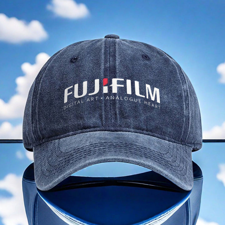 1 sombrero de camionero FUJIFILM - Ajuste ajustable, negro con logotipo blanco, perfecto para senderismo, ciclismo y diversión al aire libre, material de poliéster, lavable a mano, accesorios para senderismo