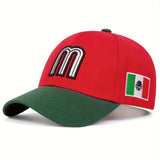 Gorra de béisbol con bordado de la bandera de México, 100% poliéster, ajustable, ligera y con protección solar, ideal para viajes en primavera/otoño y fiestas en la playa