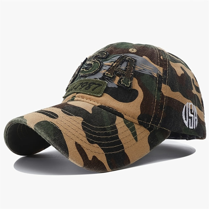 Gorra de béisbol unisex con diseño de águila y número '34' bordado - Ligera, transpirable y de poliéster, estilo callejero para aventuras al aire libre, gorra de verano | Patrón de camuflaje | Ligera