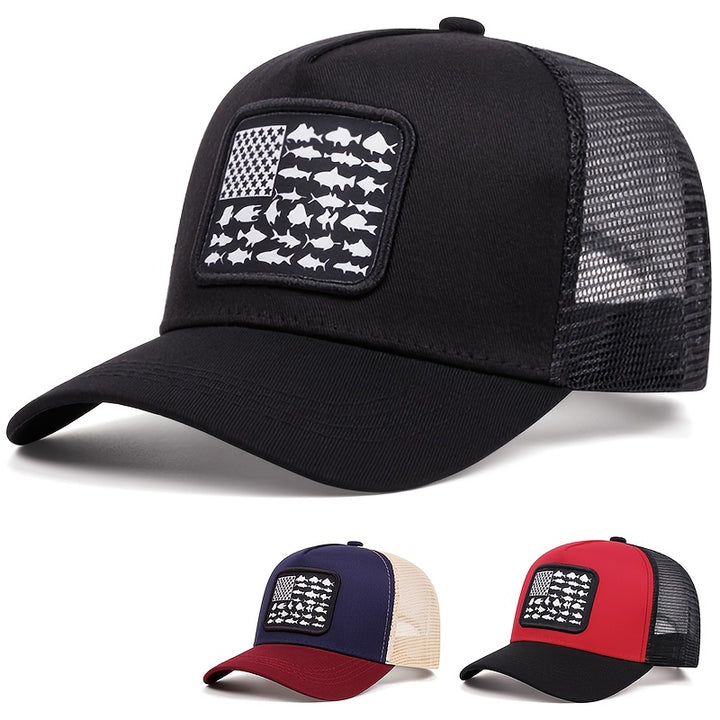 Gorra de béisbol bordada con diseño de estrella de pez, para hombre y mujer, gorra casual para eventos deportivos al aire libre, estilo conductor de camión americano