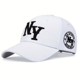 Gorra de Béisbol NY Embroiderada - Gorra de Béisbol Ajustable para Hombres y Mujeres, Ligera y Respirable, Negra con Diseño Blanco NYS de Béisbol, Accesorio de Moda Casual, Gorra de Béisbol, Indumentaria Deportiva