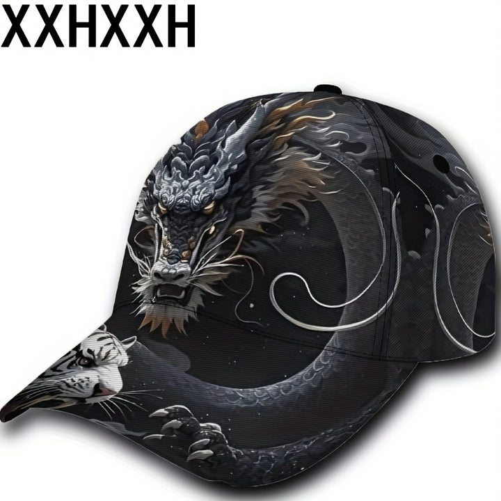 1pc Gorra Ajustable Transpirable con Diseño de Cabeza de Dragón Feroz - Sombrero Ligero de PET y Poliéster para Deportes al Aire Libre, Skateboarding, Baile - Gorra Casual Unisex Fresca, Regalo para Navidad Halloween Acción de Gracias