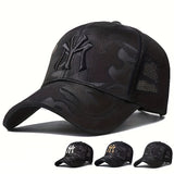 Gorra de béisbol para hombre de poliéster con letras, ajustable, estilo casual, lavado a mano, ligero estiramiento, liviana, protección solar para exteriores, ideal para primavera, otoño, viajes, playa y fiestas, 1 unidad