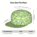 Gorra de béisbol unisex - Gorra snapback ligera y transpirable, ajustable, con diseño de diseño de dibujos animados de rana, visera plana, ropa de calle hip hop para hombres y mujeres, fibra de poliéster lavable a máquina, perfecta para regalos de Hallowe