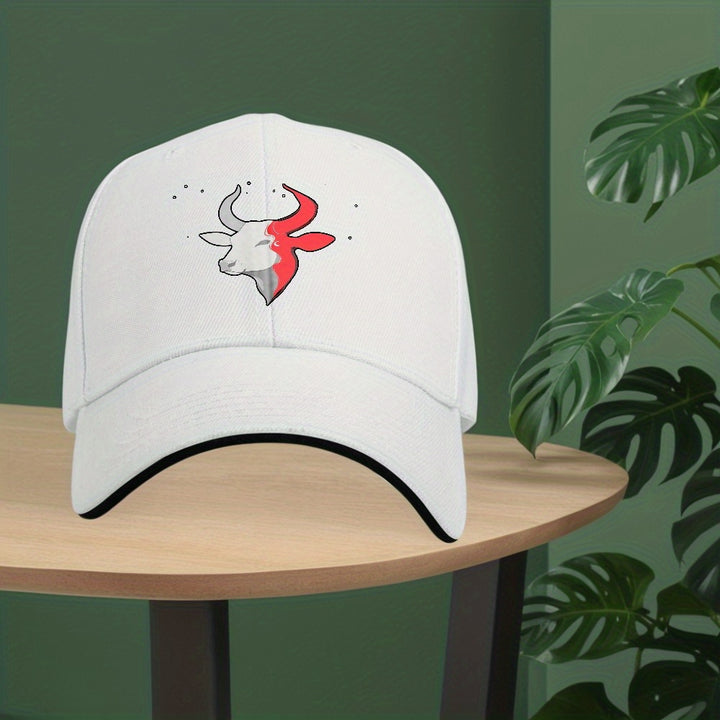 Gorra de béisbol unisex ajustable con estampado de toro - Ligera y transpirable, con diseño rojo y de toro, sombrero para el sol con visera curva para hombres y mujeres, para deportes al aire libre y uso casual en todas las estaciones, regalo perfecto par