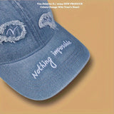 Gorra de béisbol de denim bordado de moda 2024, gorra de jean casual con hebilla ajustable, gorra ligera unisex de poliéster 100% para todas las ocasiones