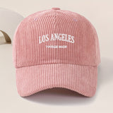 Gorra de Béisbol con Logo Los Ángeles para Hombres y Mujeres - Ajustable Snapback, Negra con Letras Blancas LOS ANGELES, Corduroy Liviano Duradero Ideal Para Ropa Casual al aire Libre o Uso Callejero Unisex