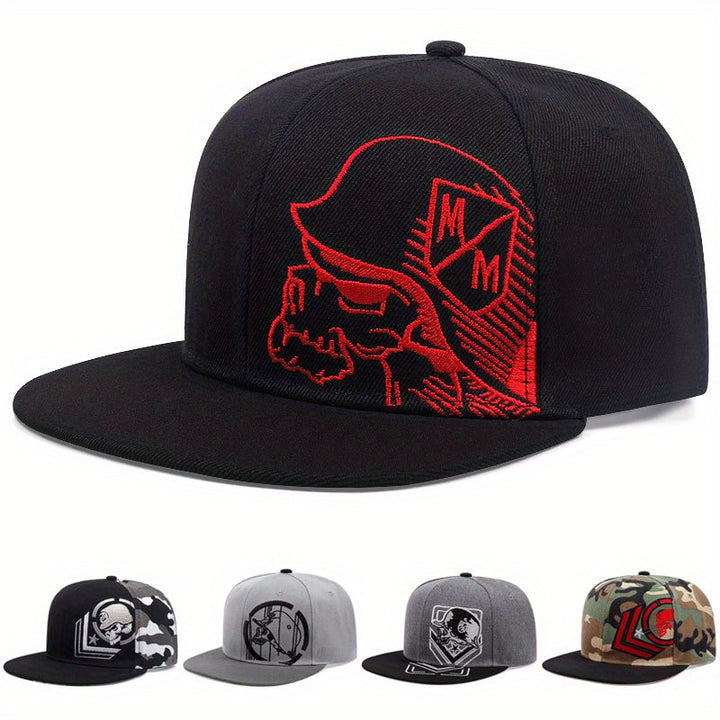 1 Gorra Gótica Ajustable con Cierre de Presión - Sombrero Deportivo Transpirable Unisex para Exteriores en Opciones Rojo/Blanco//Gris/Camuflaje, Diseño de Seis Paneles para Uso Casual y Deportivo