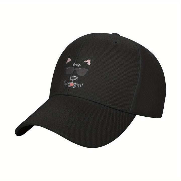 1pc Gorra de Béisbol de Poliéster con Diseño de Cara de West Highland White Terrier, Visera Ajustable y Transpirable para Hombre y Mujer, Sombrero Ligero Y2K de Moda para Parejas, Visor Solar con Ala Curva