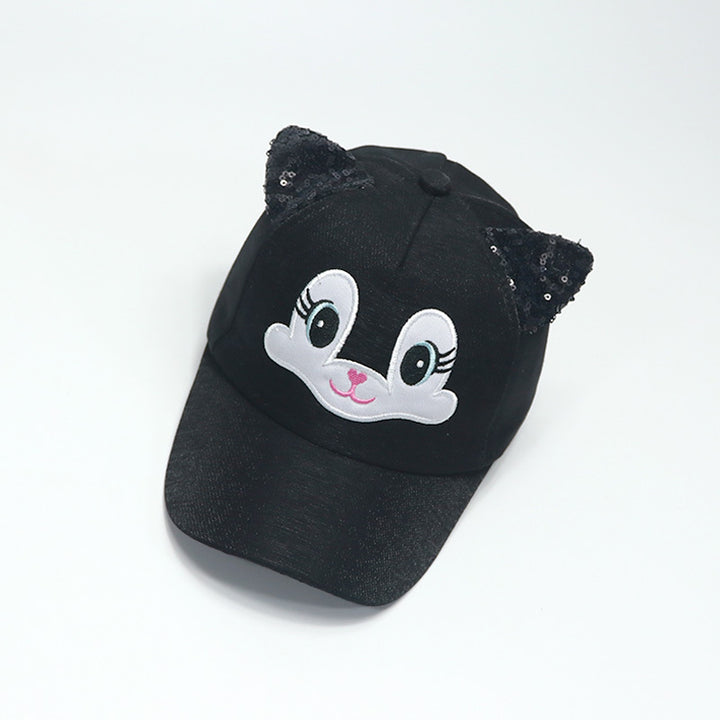 Gorra de Béisbol Bordada con Lentejuelas y Ojos Grandes para Niños - Transpirable, Ajustable, Sombrero de Sol para Niños y Niñas, Perfecta para Cumpleaños