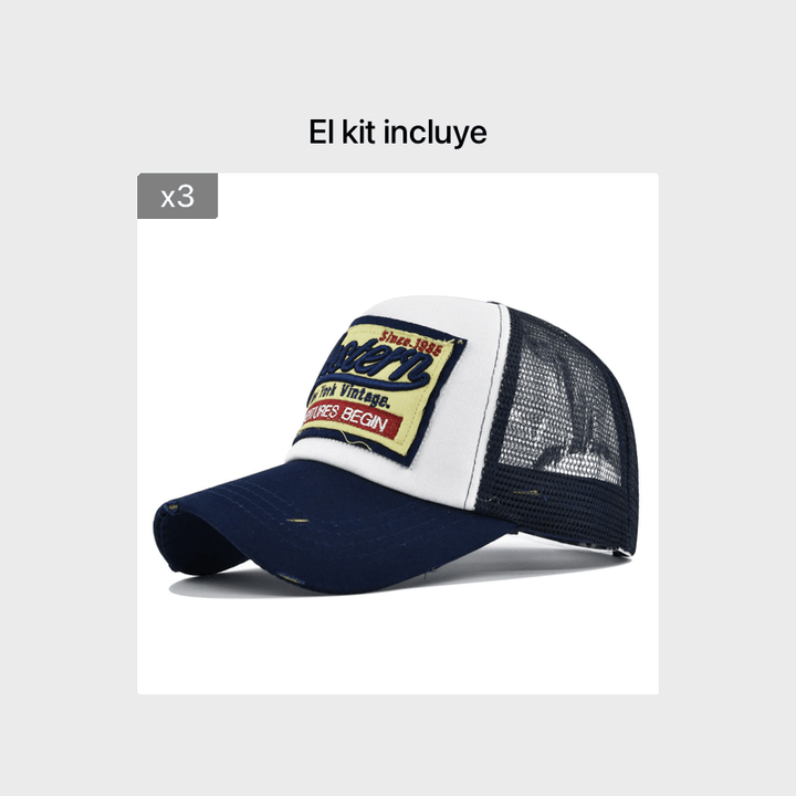 Gorra de béisbol retro para hombre con bordado, malla transpirable, ajustable, estilo hip hop, ideal para pesca y senderismo al aire libre