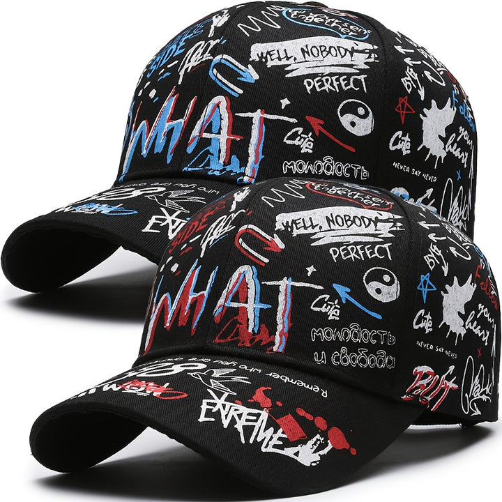 Conjunto de dos piezas, gorra de béisbol con sombra solar y diseño de grafiti para usar todo el año, deportes al aire libre, viajes, regalo