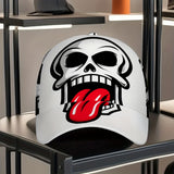 1 gorra de béisbol con estampado SkullLick - Gorra ajustable y ligera de poliéster con labios rojos audaces y diseño de ojos negros, ideal para ropa casual, citas y regalos de Halloween/Día de Acción de Gracias/Navidad, gorra de calavera