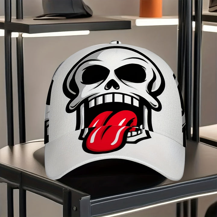 1 gorra de béisbol con estampado SkullLick - Gorra ajustable y ligera de poliéster con labios rojos audaces y diseño de ojos negros, ideal para ropa casual, citas y regalos de Halloween/Día de Acción de Gracias/Navidad, gorra de calavera