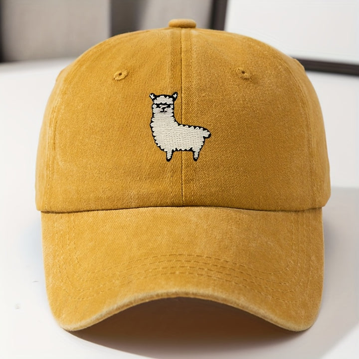 Gorra de Béisbol con Bordado de Oveja Unisex, Visera Curva Ajustable y de Alta Calidad para Pesca Casual