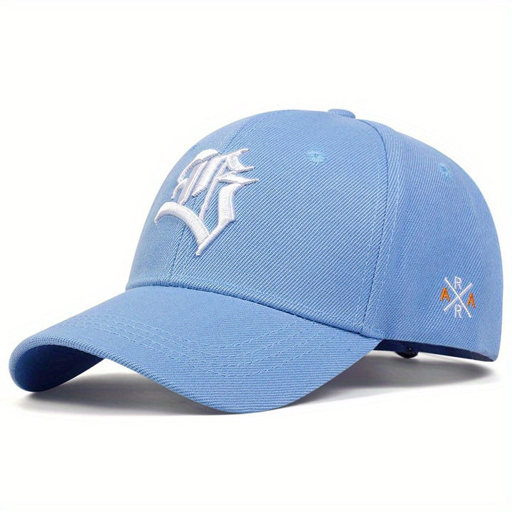 Gorra de béisbol bordada con letras de estilo gótico, visera curva para protección solar y ajustable, gorra casual transpirable para papá, sombrero deportivo para el sol para mujeres y hombres