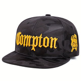 Gorra de Béisbol Bordada Camo Compton - Snapback de Moda, Sombrero de Visera Plana Hip Hop para Deportes al Aire Libre