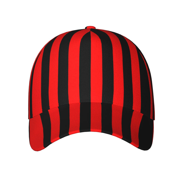 1pc Gorra de Béisbol Retro para Hombre con Rayas Rojas y Negras - Sombrero Trucker Estampado Completo, Visera Curva, Ligereza Ideal Para Deportes al Aire Libre en Todo Clima & Ropa Casual Urbana, Cierre Snapback, Regalo Perfecto Navidad/Graduación/Fiestas