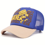 Esta malla ajustable y perforada es apta tanto para hombres como mujeres en estilo hip-hop. Cuenta con letras inglesas e ingeniosos bordados de temática urbana, ideal para deportes al aire libre, ciclismo, conductores de camiones y papás