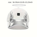 Gorra de béisbol unisex urbana con diseño de llamas y logo WASAC, ligera en contraste negro/blanco, para moda casual