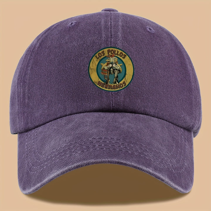 1 pieza de gorra de conductor de camión estilo urbano de moda con estampado de letras de dibujos animados Los Pollos Hermanos | Gorra solar ajustable para parejas, adecuada para senderismo, ciclismo, fiestas en la playa, conferencias | Gorra de béisbol su