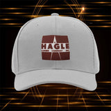Gorra de Béisbol con Logo de Hagle Lumber Company Inc - Emblema Oficial de HAGLE, Gorra Snapback Ligera para Motocicletas, Deportes al Aire Libre y Eventos de Leñadores, Blanca con Parche de Logo Marrón (Lavable a Mano, Patrocinadores con Logo)