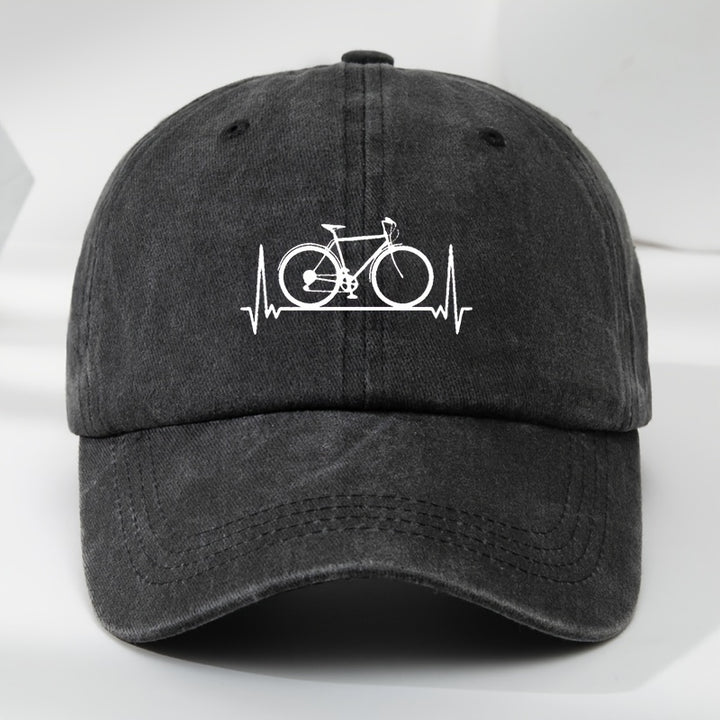 Gorra de Béisbol Clásica Lavada para Hombre MAKEFGE con Estampado de Bicicleta - Poliéster Suave y Transpirable para Deportes al Aire Libre y Uso Casual