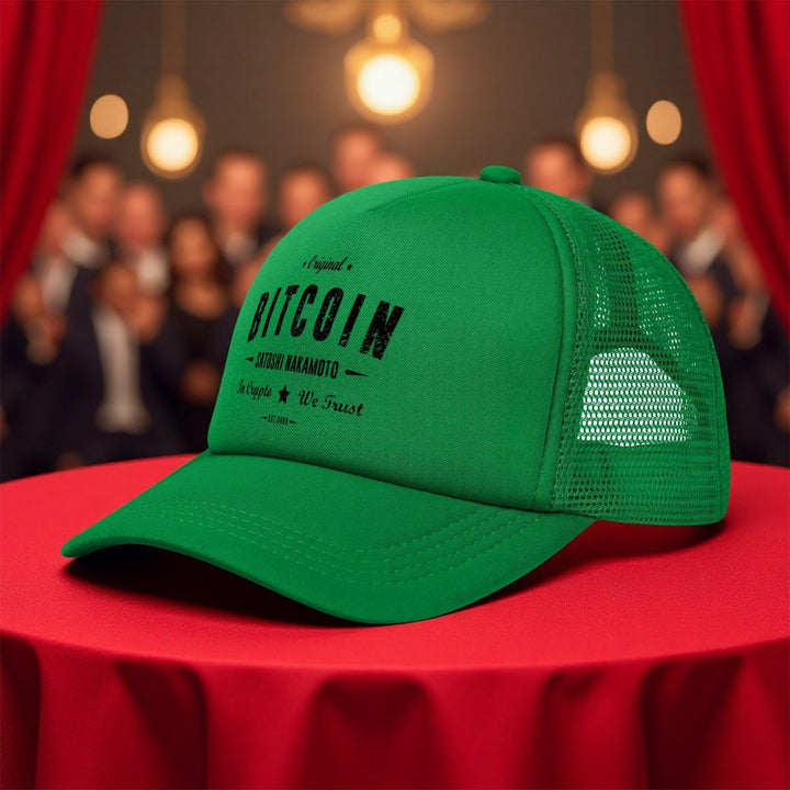 1 gorra de béisbol inspirada en Bitcoin - Diseño de Satoshi Nakamoto, gorra de camionero de poliéster negro, transpirable y ligera, ajuste unisex para todas las estaciones, perfecta para aventuras al aire libre y uso casual, ropa de cabeza al aire libre |