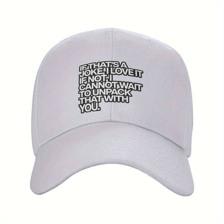 1pc Gorra de Béisbol de Poliéster Ajustable y Transpirable con Frase Inspiradora - Sombrero de Visera Estilo Y2K Ligero para Hombres y Mujeres, Diseño de Ala Curva Blanca, Protección Solar Casual y Elegante, Gorra de Sol Casual | Gorra de Béisbol con Fras