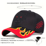 Gorra de béisbol para hombre con bordado de tigre en llamas, ajustable, protección solar, diseño en rojo y amarillo intenso, ideal para viajes en primavera y otoño y vacaciones en la playa