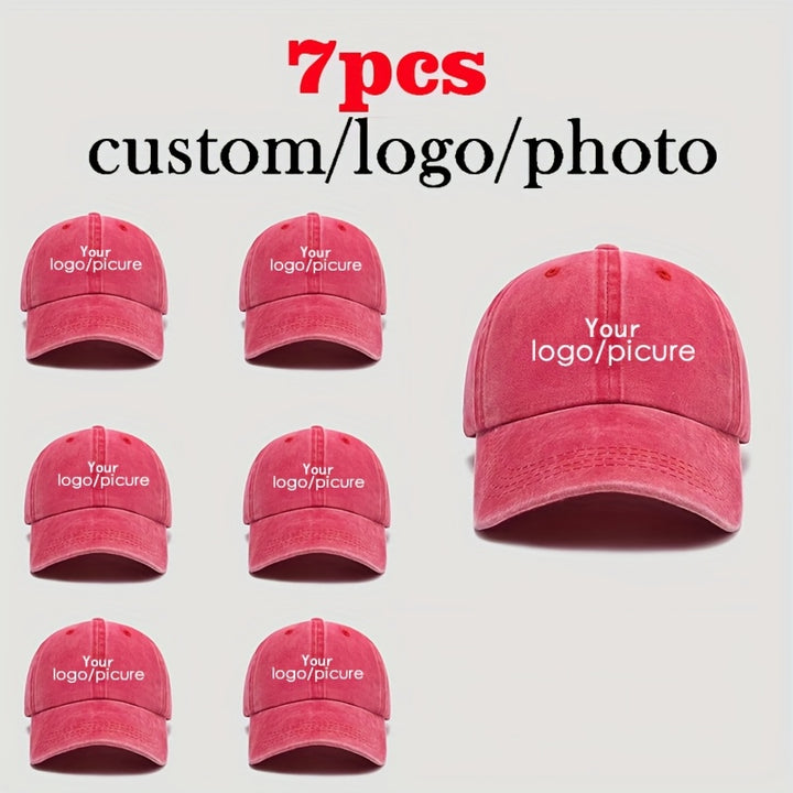 7 Paquetes de Gorras de Béisbol Personalizadas - Pedido al por Mayor con Logo/Texto/Imagen Personalizado, Gorras Ajustables Snapback para Hombres y Mujeres, Gorras Ligeras para Todas las Estaciones con Tu Logo (Costo de Impresión del Logo Varia) - Ideales