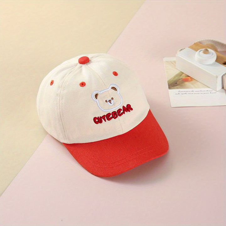 1 pieza, gorra de béisbol para bebés, estilo primavera y otoño, 1-3 años, moda, gorra bordada con oso y pico de pato para niños, gorra de sol para niñas al aire libre.