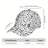 1 Gorra de Béisbol con Estampado de Notas Musicales 2D - Gorra Snapback de Poliéster Estilosa con Impresión Vibrante de Cuerpo Completo, Ligera y Ajustable para Deportes al Aire Libre y Uso Casual, Accesorio de Festival,Moda Streetwear,Diseño a la Moda,Aj