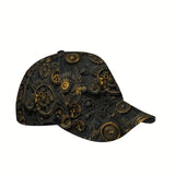 1 gorra de béisbol con estampado de engranajes y engranajes Steampunk - Gorra ajustable y ligera de poliéster con diseño mecánico intrincado, ideal para uso casual, perfecta para vacaciones, gorra casual | Estilo Steampunk | Gorra ligera