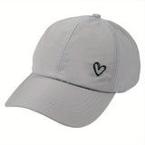 1x Gorra de Béisbol Unisex con Corazón Embroidado, Ajustable con Cierre de Snapback, Panel Estructurado y Breathable, Blanco con Opciones Negro/Gris/Negro/Rosa para Golf, Deportes al Aire Libre y Uso Casual