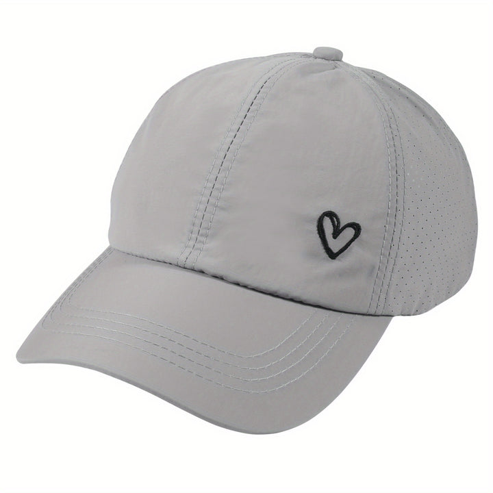 1x Gorra de Béisbol Unisex con Corazón Embroidado, Ajustable con Cierre de Snapback, Panel Estructurado y Breathable, Blanco con Opciones Negro/Gris/Negro/Rosa para Golf, Deportes al Aire Libre y Uso Casual