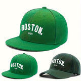 1 Gorra Snapback Bordada BOSTON Unisex Ajustable con Visera Curva, Sombrero de Golf Transpirable Moda Verano Estilo Y2K para Parejas