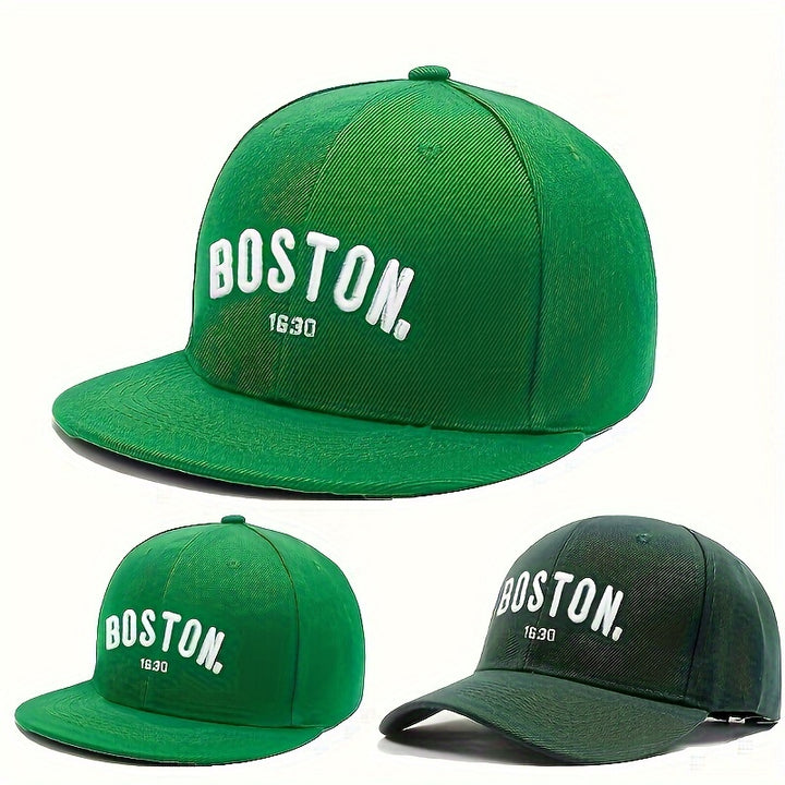 1 Gorra Snapback Bordada BOSTON Unisex Ajustable con Visera Curva, Sombrero de Golf Transpirable Moda Verano Estilo Y2K para Parejas