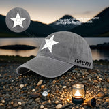 1 Gorra de Béisbol Blanca con Estampado de Estrella y Diseño Texturizado Desgastado Unisex Personalizada