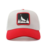 Gorra Trucker para Hombre y Mujer con Lobo Aullando a la Luna y Árboles de Pino - Gorra Ajustable de Malla Transpirable con Diseño 3D de Lobo y Cielo Nocturno, Gorra Ligera de Verano para Exteriores, Ideal para Pesca, Uso Casual, Regalos de Navidad/Día de