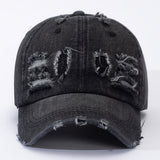 Gorra de béisbol de mezclilla desgastada y rasgada, ligera, versátil, estilo papá, ajustable, protección solar, para mujeres