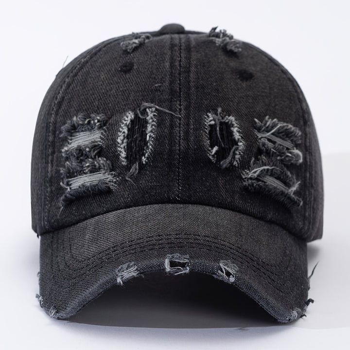 Gorra de béisbol de mezclilla desgastada y rasgada, ligera, versátil, estilo papá, ajustable, protección solar, para mujeres