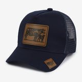 Gorra Trucker Grande de Estilo Europeo con Parches de Malla - Visera Ancha con Estampado Animal de Piel de Vaca, Ligera 50% /, Marrón Pastoral/Beige para Viajes al Aire Libre, Visitas a Granjas y Uso Casual (Ajustable)